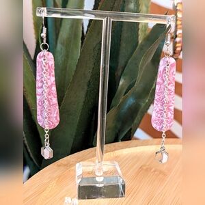 Marbled Pink Pendant Earring